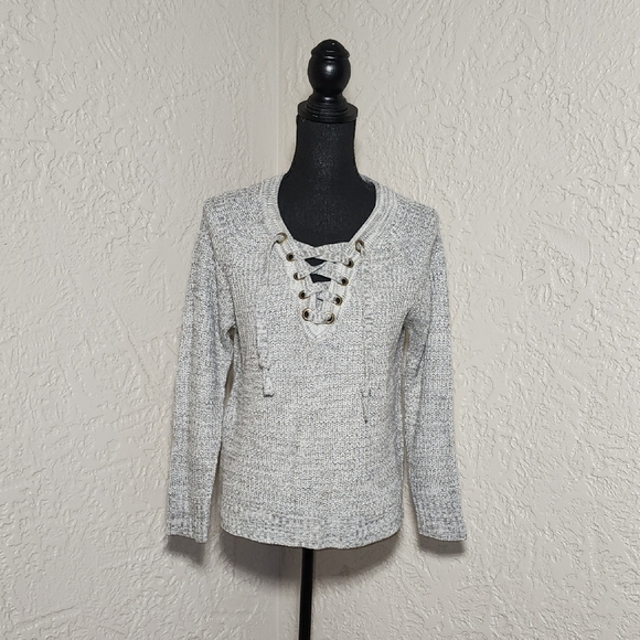 Juniors' It's Our Time Lace-Up Sweater - Picture 1 of 6